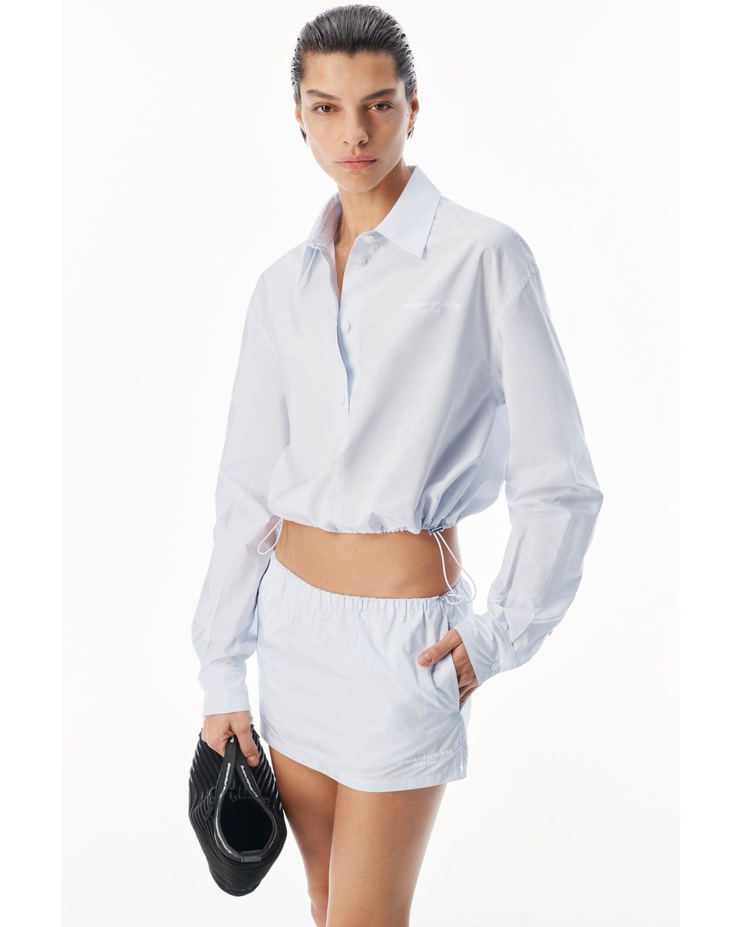 Alexander Wang White Cropped Shirt With Adjustable Drawcord Hem