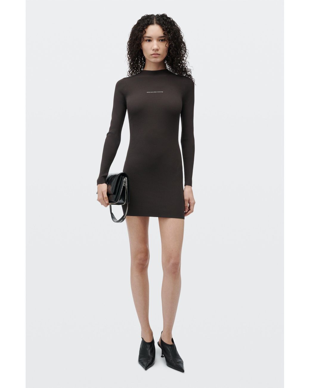 Alexander Wang Black Textured Logo Crewneck Dress