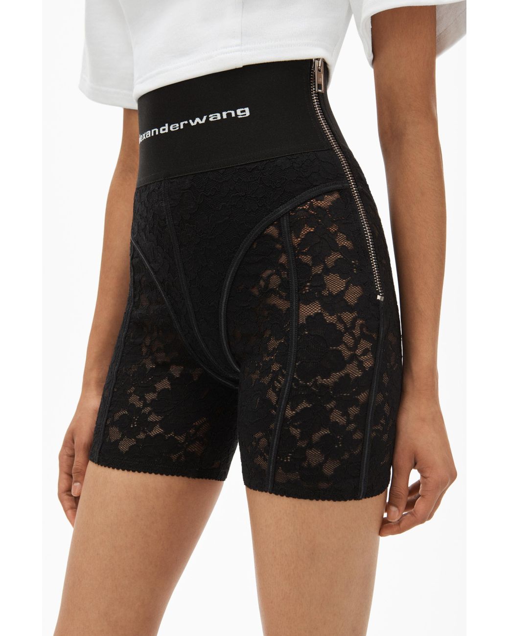 alexander wang white lace biker shorts