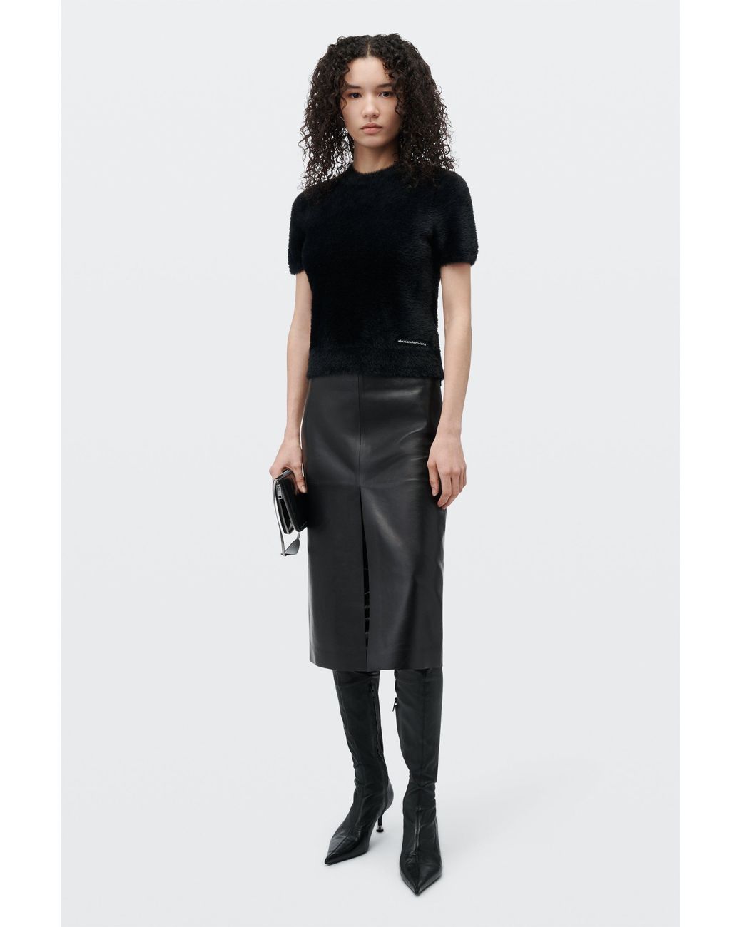 Alexander Wang Black Textured Chenille Crewneck Pullover