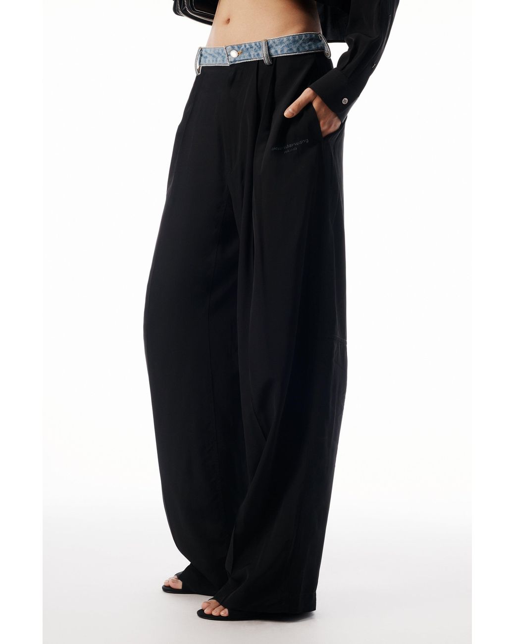Alexander Wang Blue Denim Waistband Mid-Rise Pant