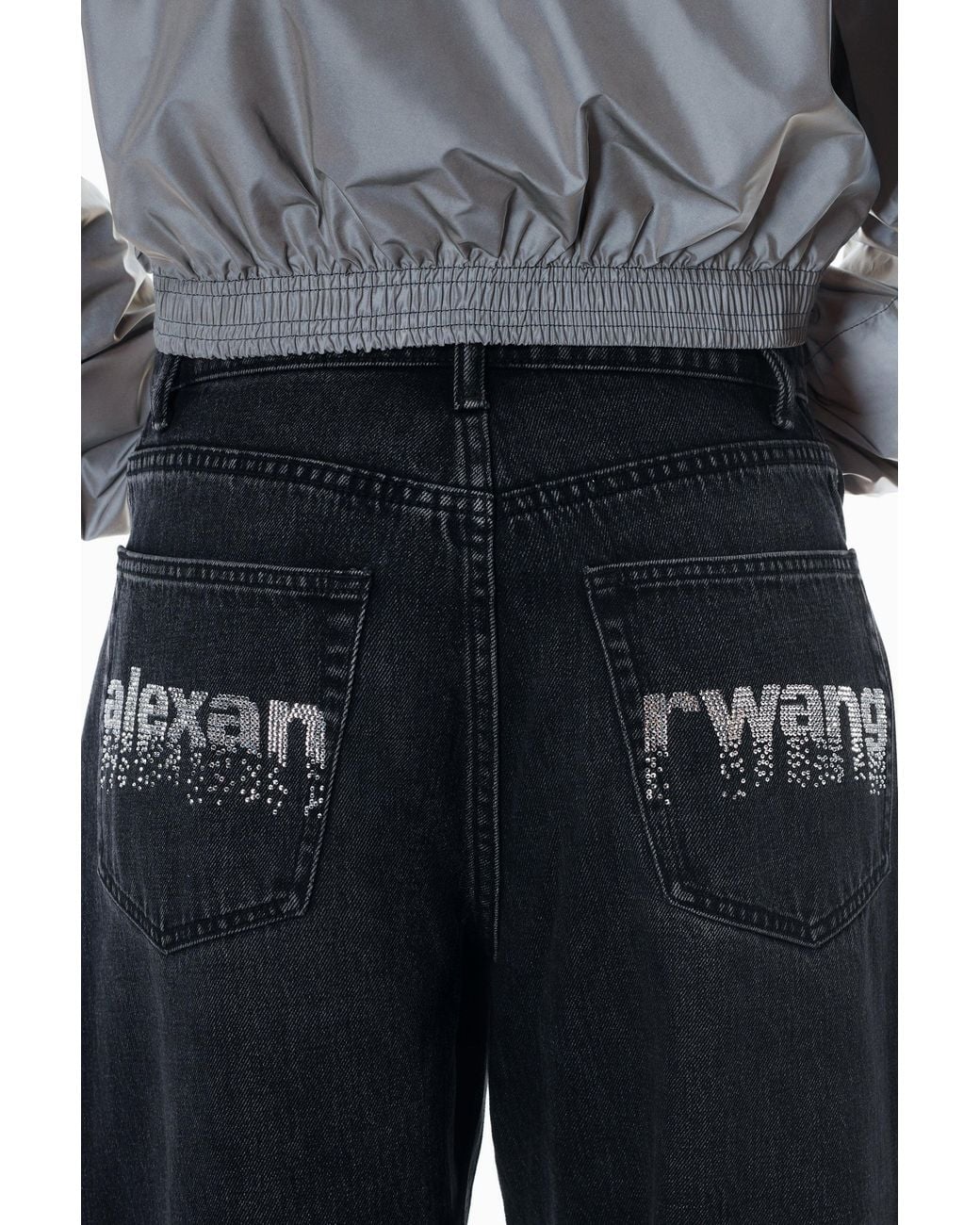Alexander Wang Blue Blow Up Crystal Hotfix Logo Pocket Jean