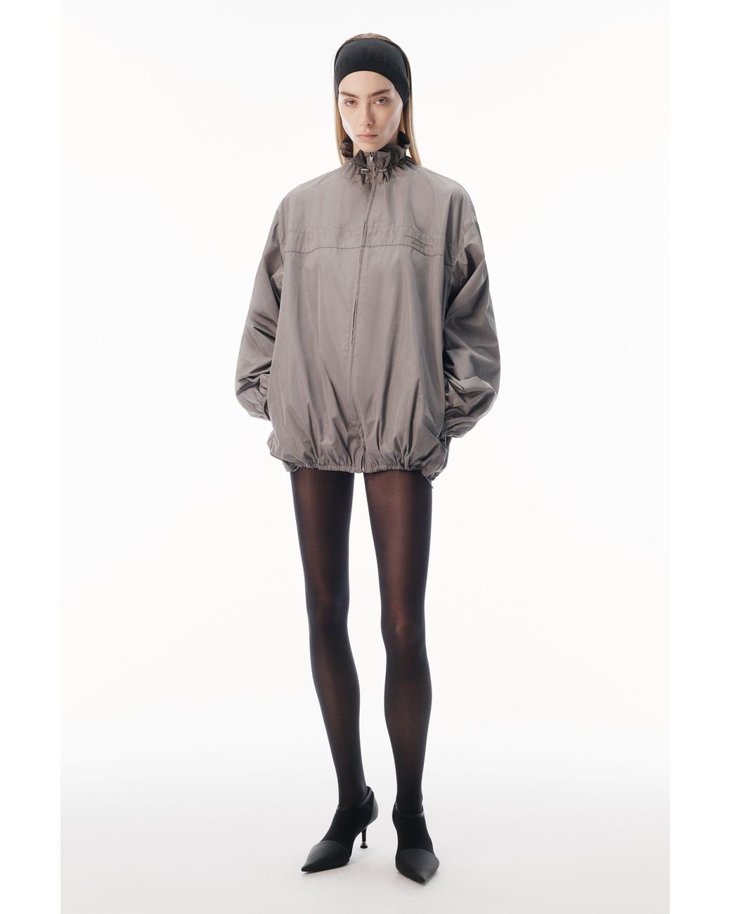 Alexander Wang Brown Oversized Track Jacket With Gathered Collar