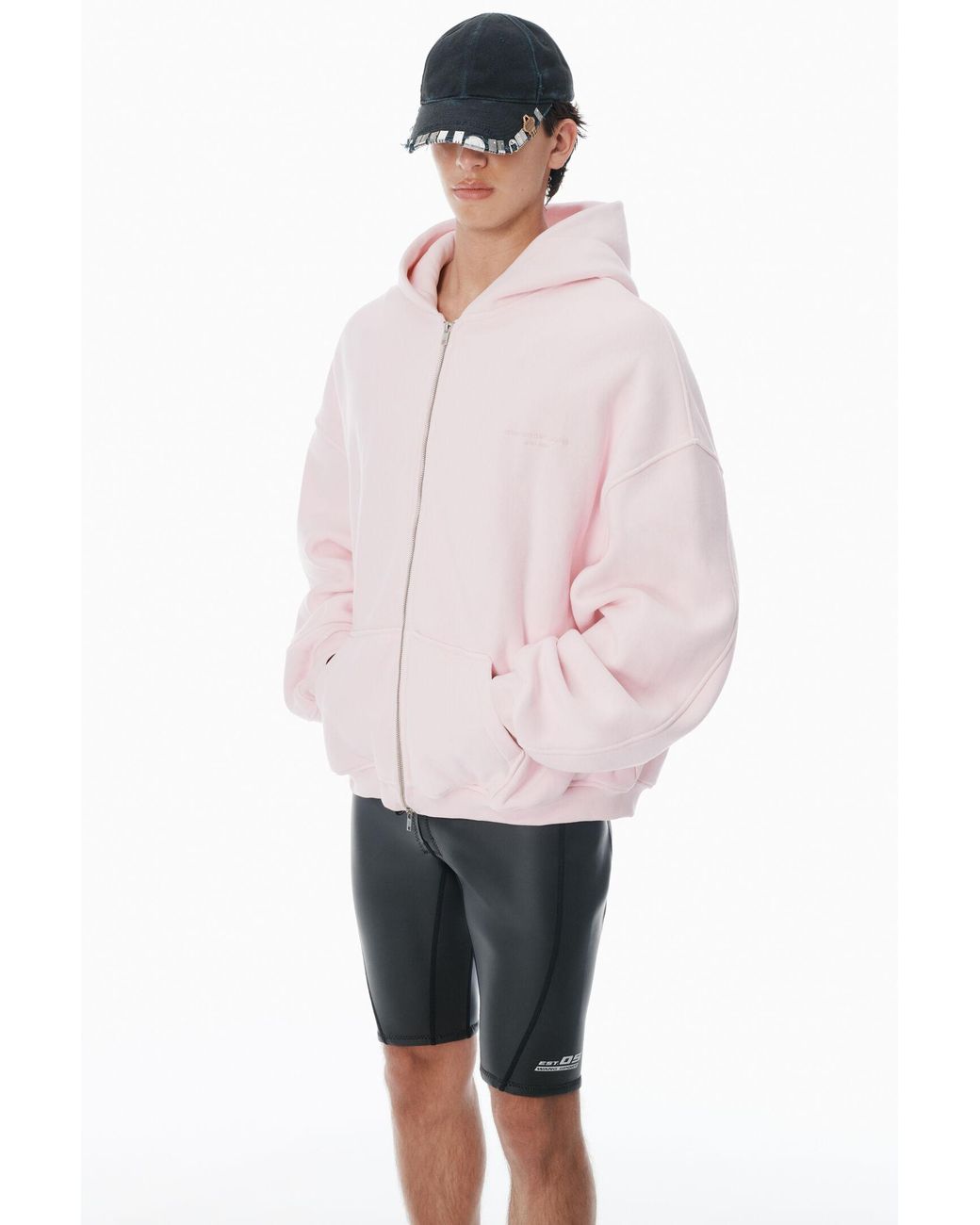 Alexander Wang Cotton Logo Zip-Up Hoodie in Pink | Lyst