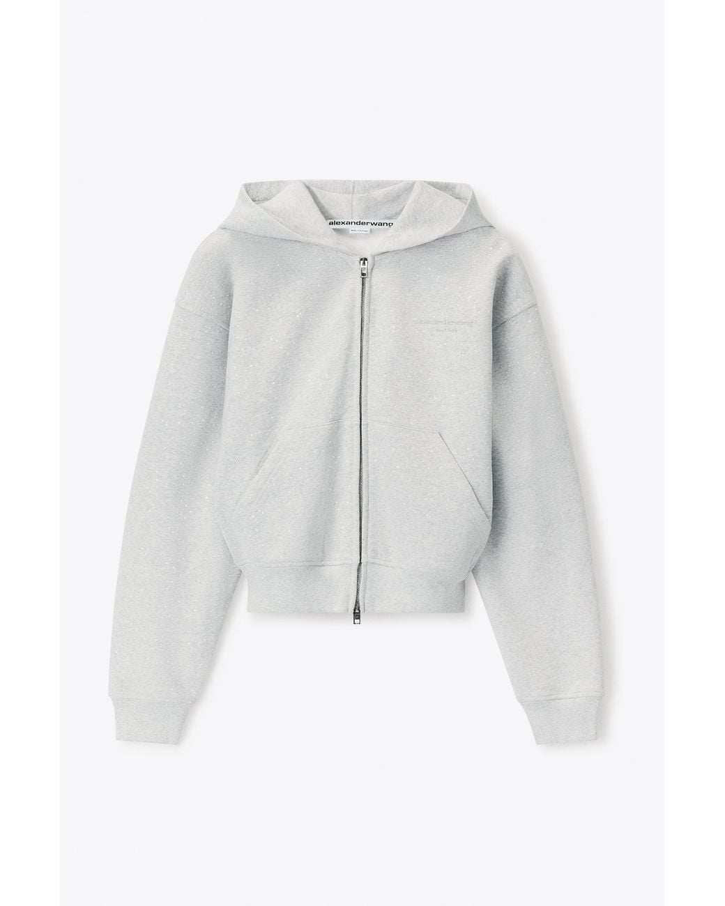 Alexander Wang Gray Crystal Hotfix Zip-Up Hoodie