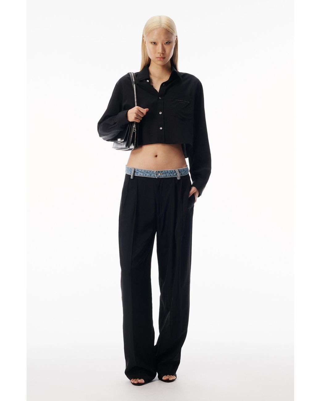 Alexander Wang Blue Denim Waistband Mid-Rise Pant