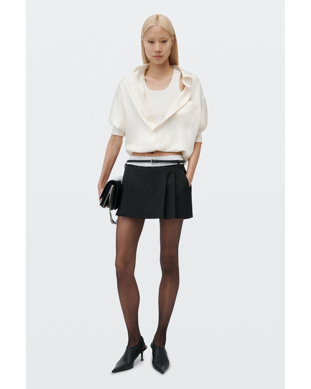 Alexander Wang Black Mid-Rise Layered Boxer Tailored Pant
