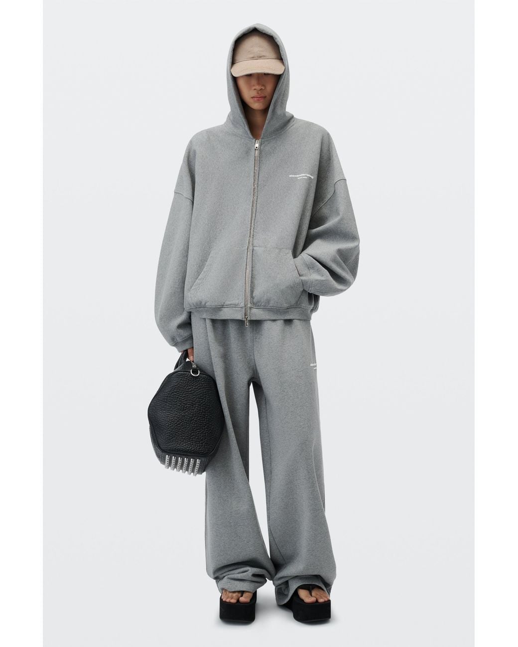 Alexander Wang Gray Logo Print Mid-Rise Oversized Sweatpant