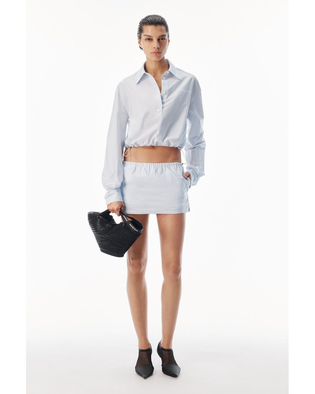 Alexander Wang White Cropped Shirt With Adjustable Drawcord Hem