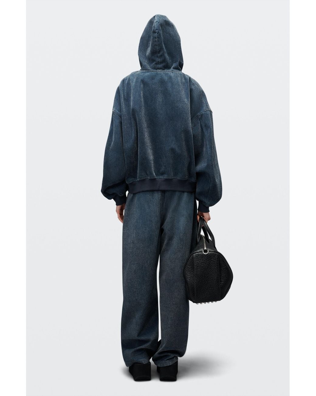 Alexander Wang Blue Brushed Denim Oversized Hoodie