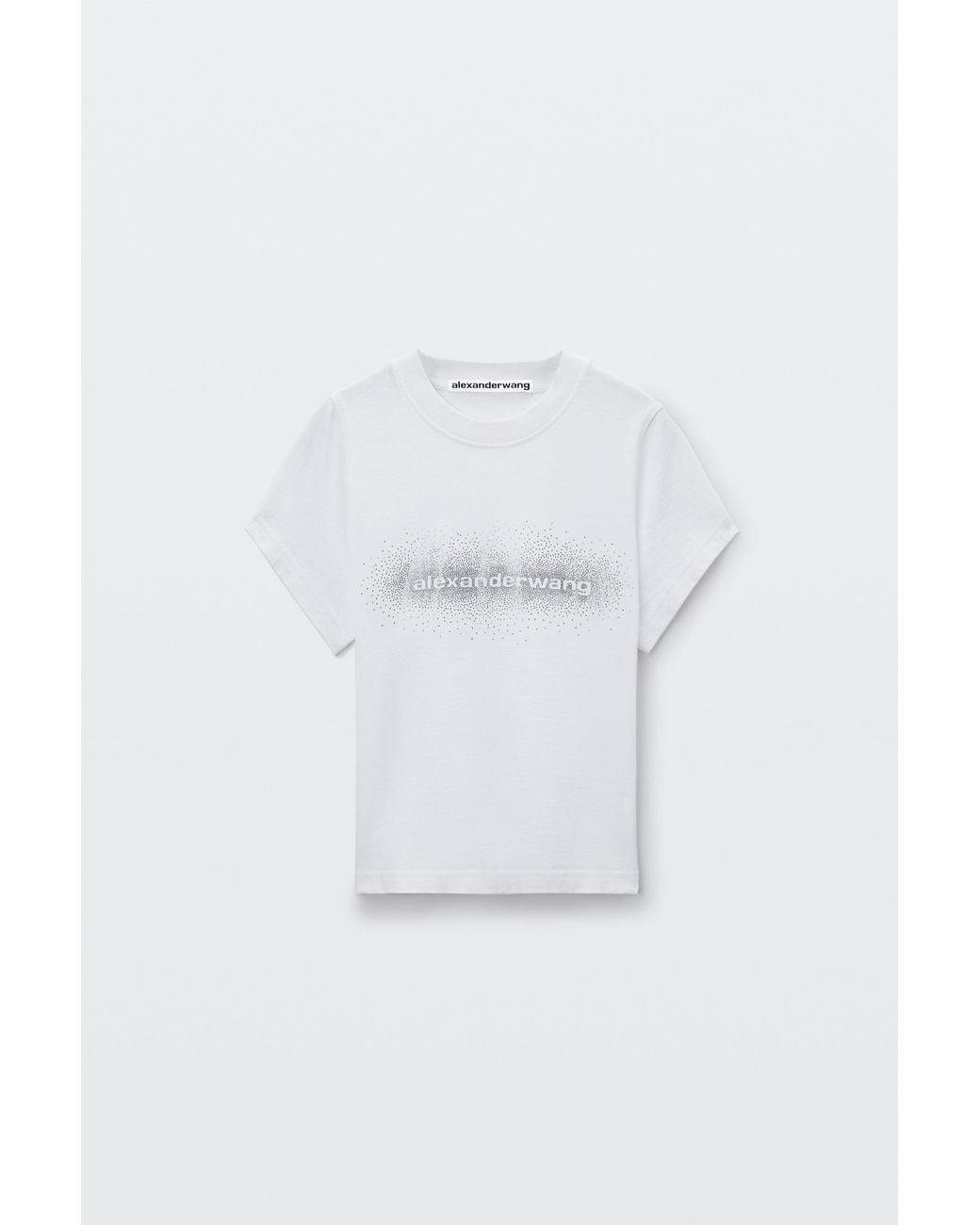 Alexander Wang White Crystal Hotfix Logo Shrunken Short Sleeve Tee