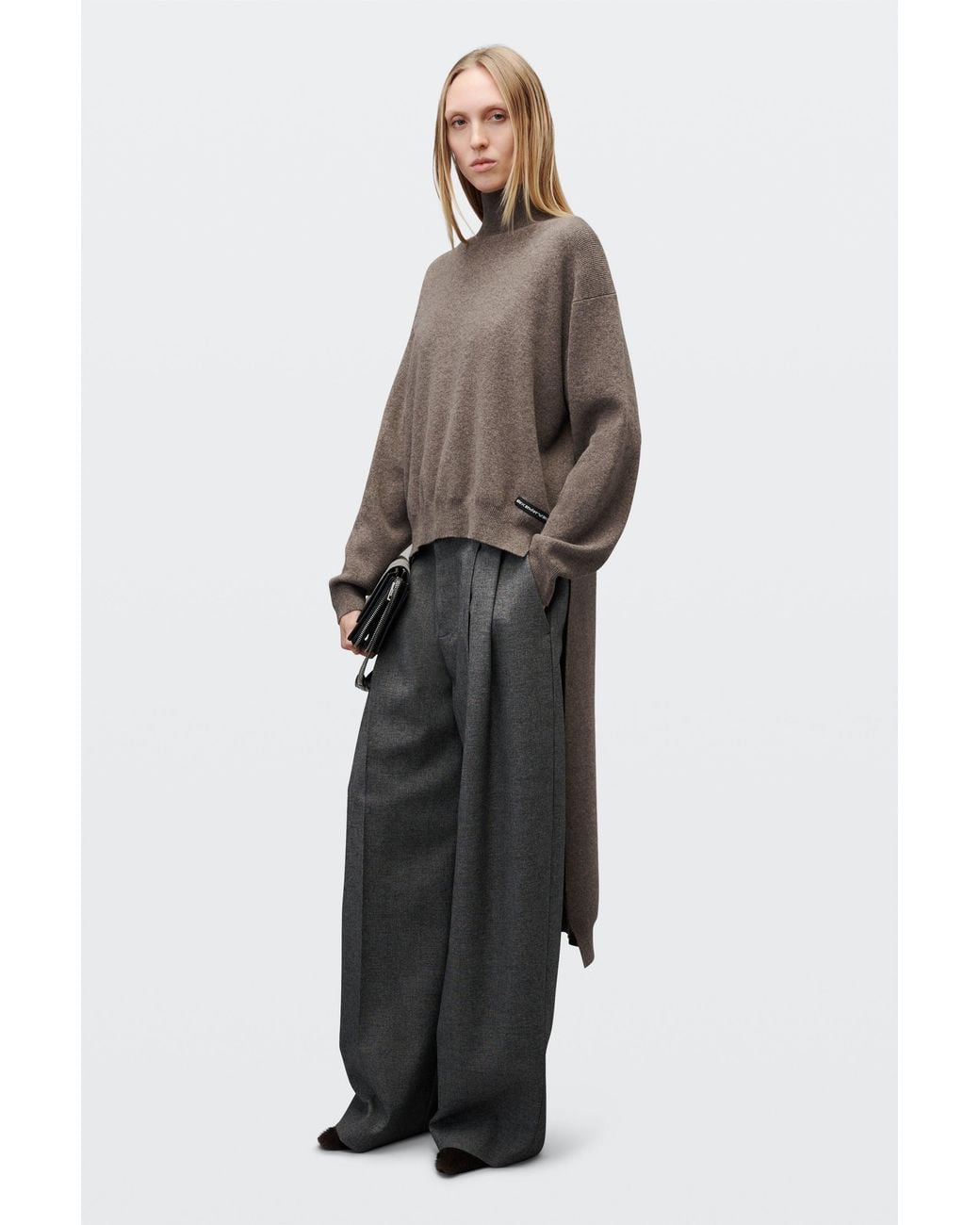 Alexander Wang Brown High-Low Hem Turtleneck