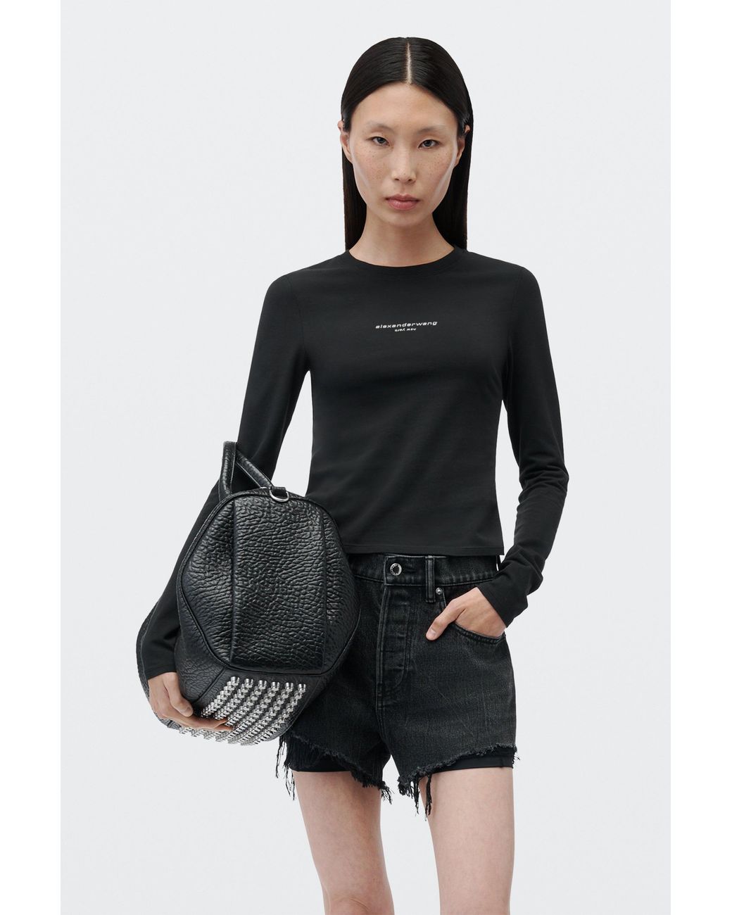 Alexander Wang Black Logo Print Fitted Tee