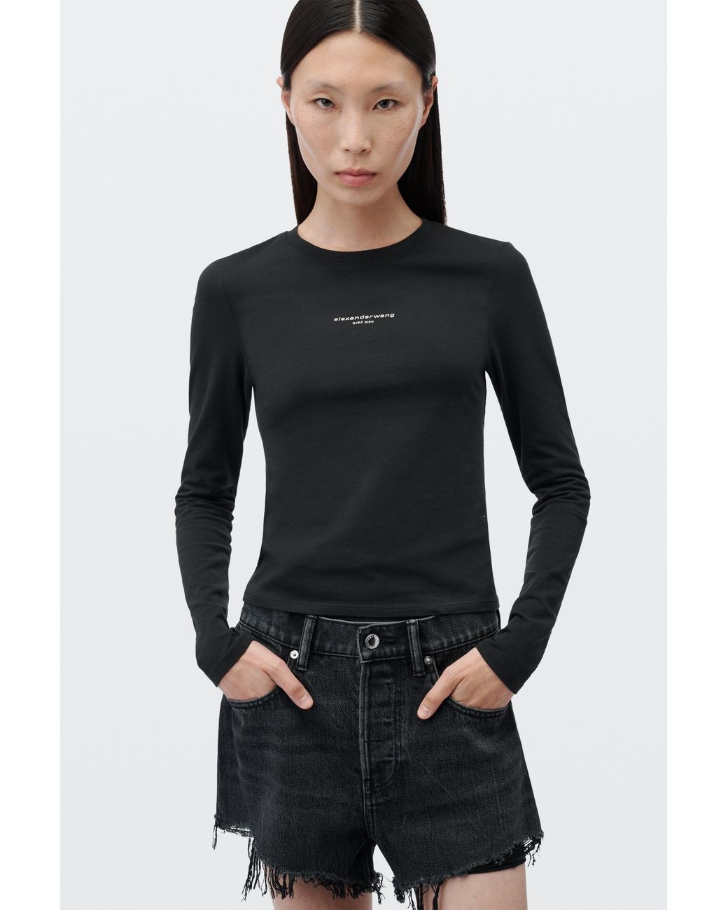 Alexander Wang Black Logo Print Fitted Tee