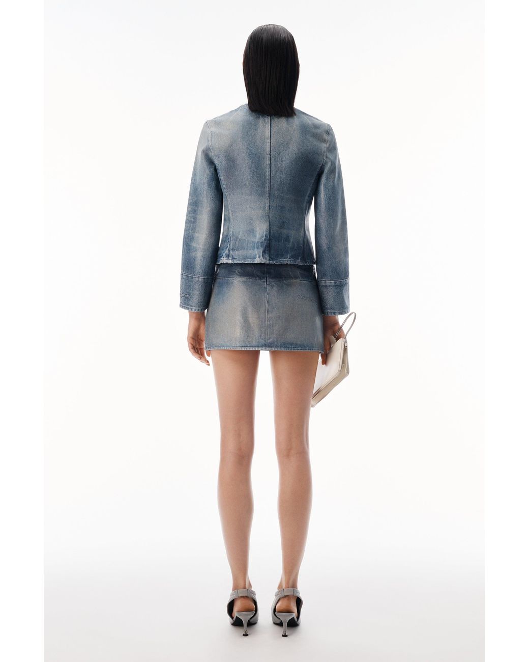 Alexander Wang Blue Glazed Denim Jacket