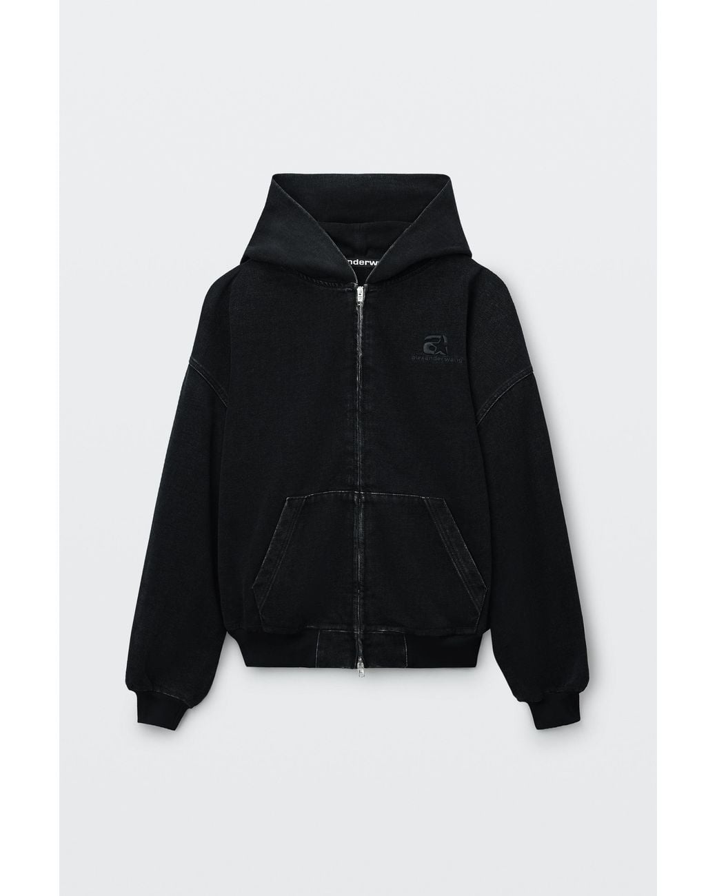 Alexander Wang Black Brushed Denim Oversized Hoodie