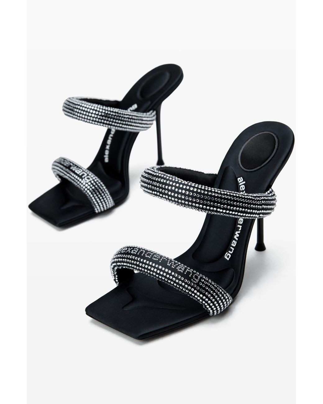 Alexander Wang Multicolor Julie 105Mm Crystal Hotfix Satin Tubular Sandal