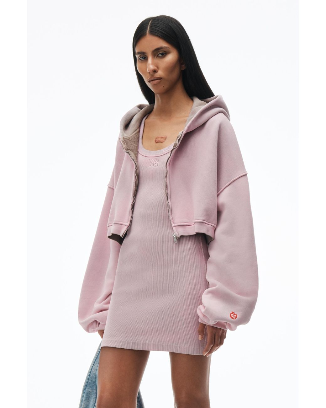 Alexander Wang Crop Zip Up Hoodie In Classic Terry in Pink Lyst UK