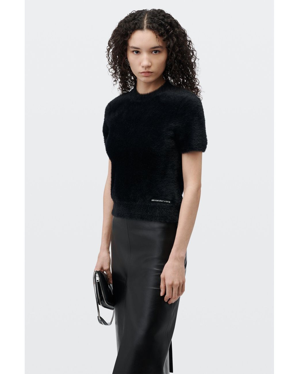 Alexander Wang Black Textured Chenille Crewneck Pullover