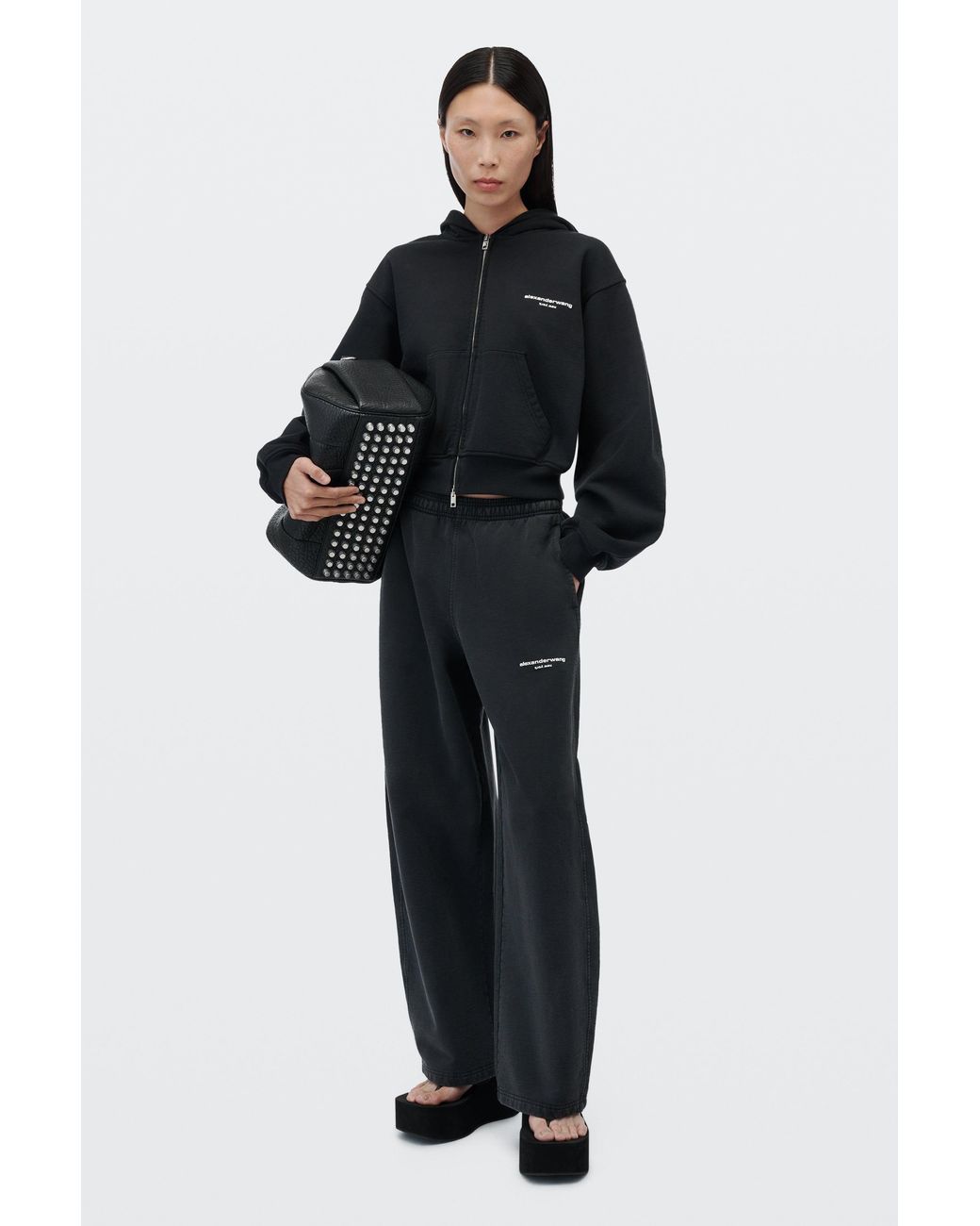 Alexander Wang Pink Logo Print Mid-Rise Relaxed Sweatpant