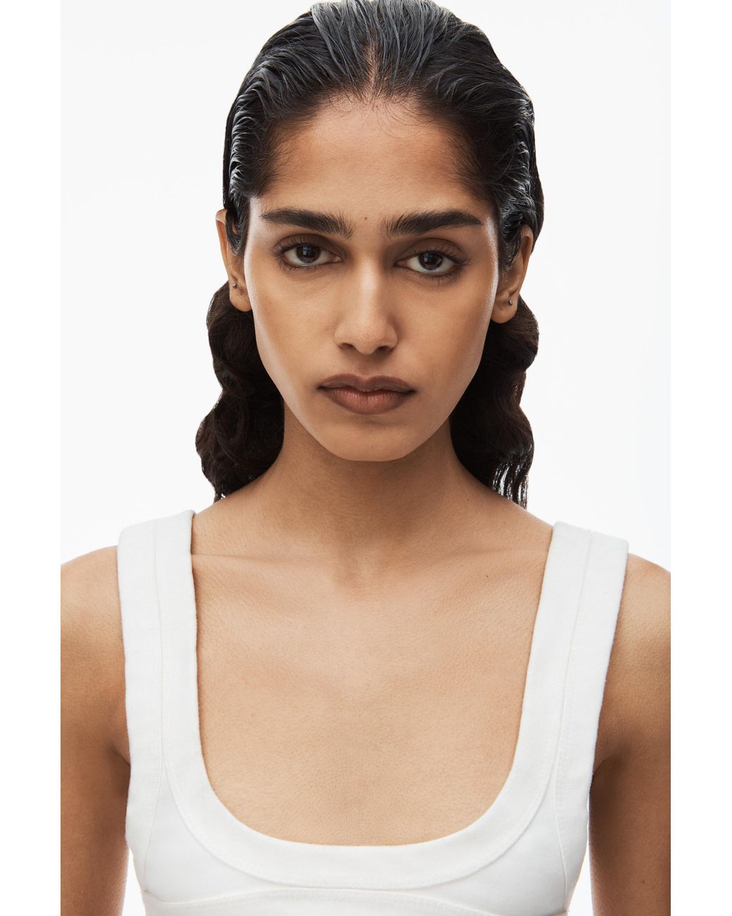 トップス Alexander wang RIBBED BRA Alexander Wang Scoop Neck Bra In Ribbed Jersey in Natural
