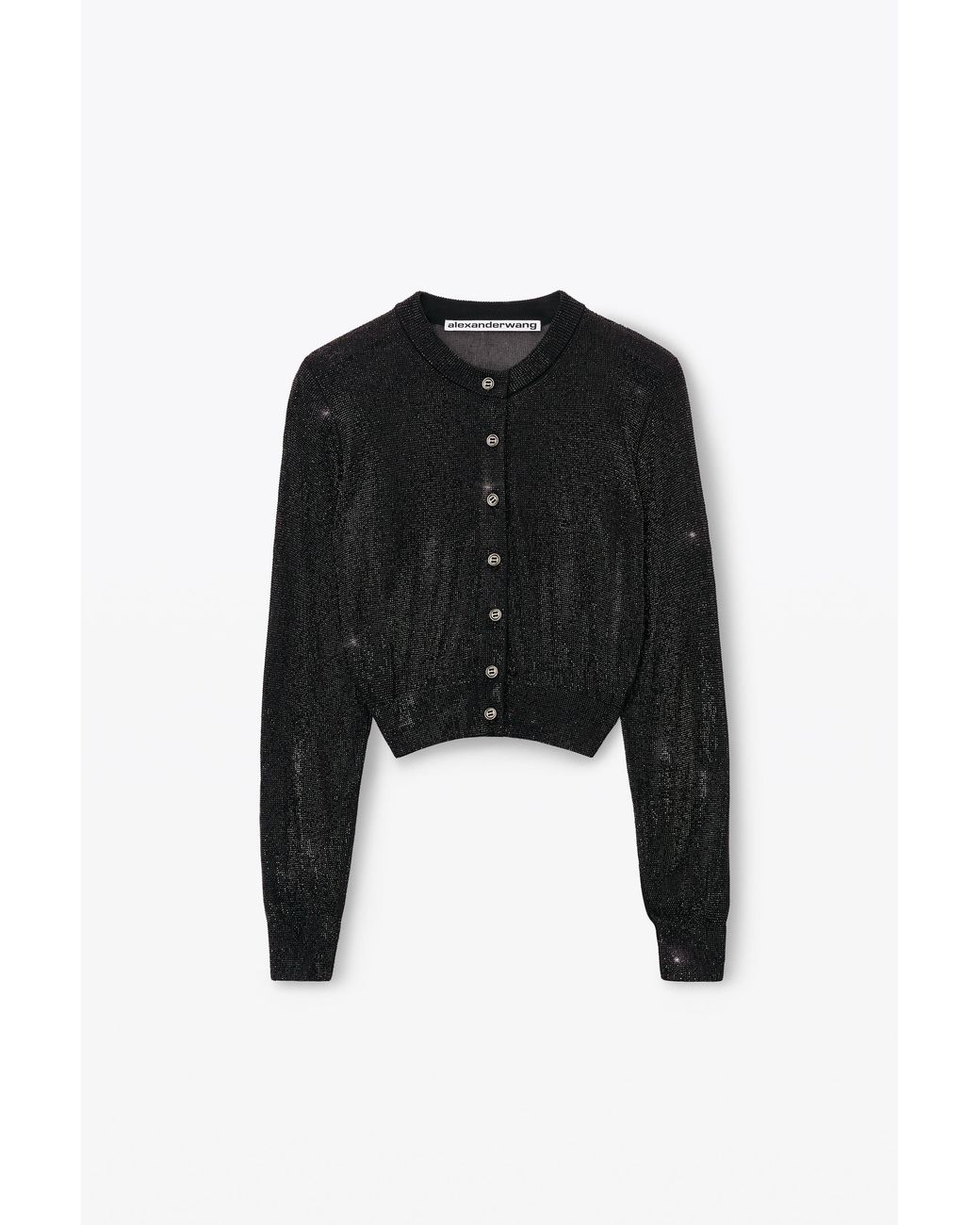 Alexander Wang Black Crystal Hotfix Cropped Cardigan