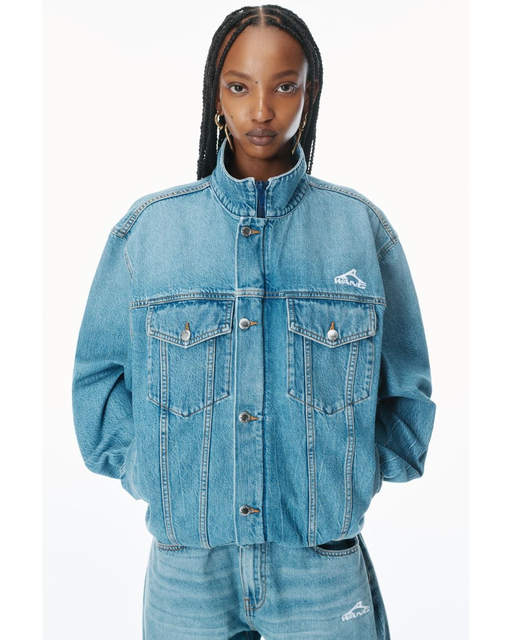 Alexander Wang Regen Lightweight Denim Track Jacket in Blue | Lyst
