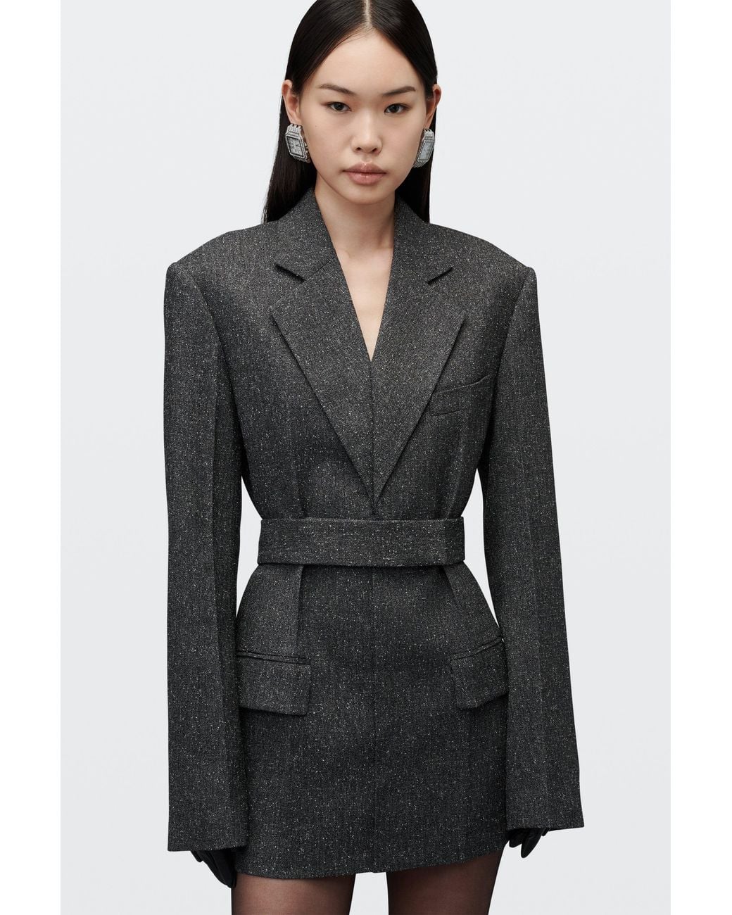Alexander Wang Black Tweed Blazer Dress