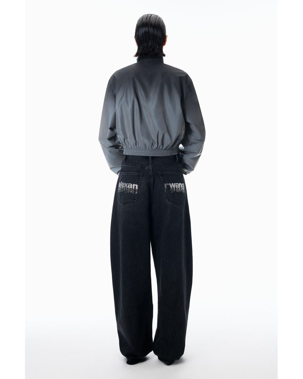 Alexander Wang Blue Blow Up Crystal Hotfix Logo Pocket Jean