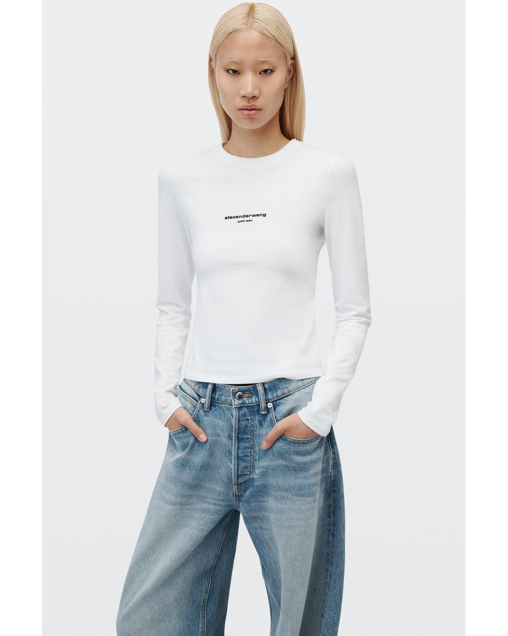 Alexander Wang Black Logo Print Fitted Tee