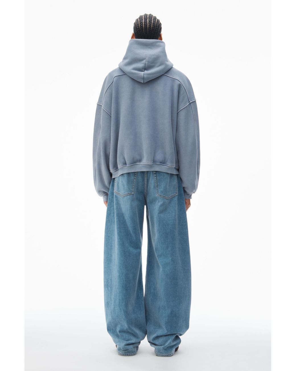 Alexander Wang Blue Oversize Star Logo-Print Zip-Up Hoodie