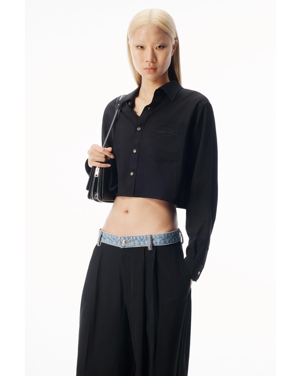 Alexander Wang Blue Denim Waistband Mid-Rise Pant