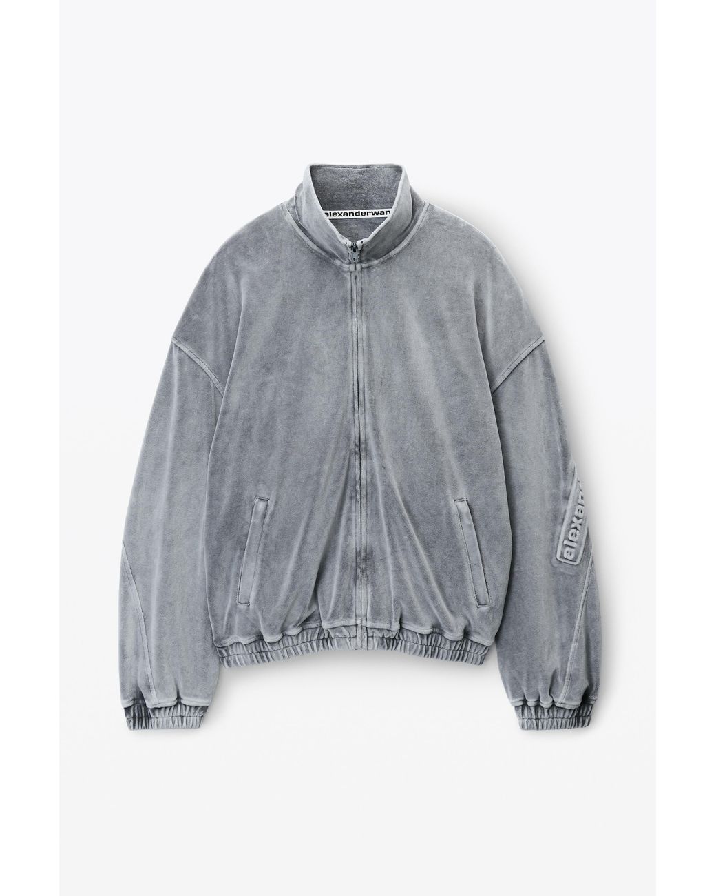 Alexander Wang Logo Track Jacket In Velour in Gray for Men