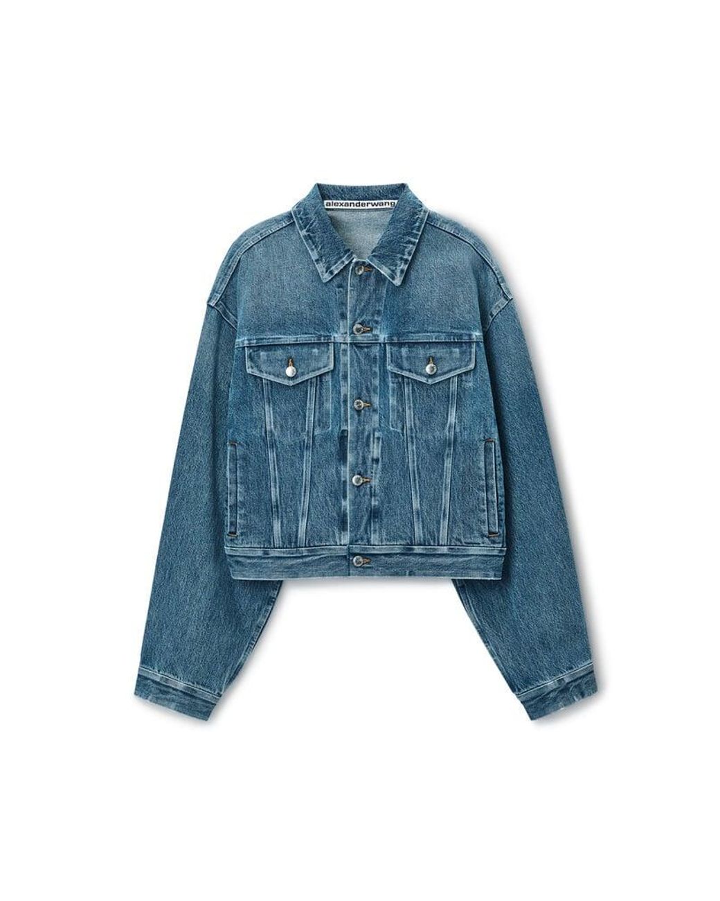 Alexander Wang Rounded Trucker Jacket With Bonded Seams in Blue