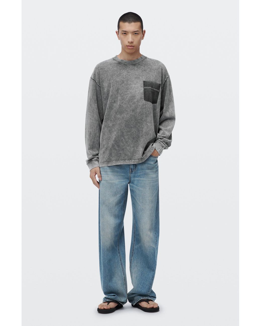 Alexander Wang Gray Shadow Pocket Tee