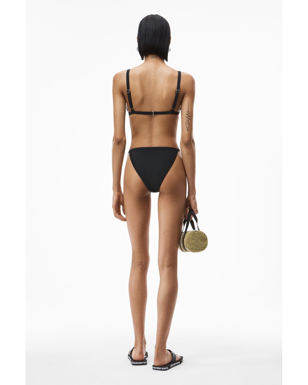 Alexander Wang Crystal Logo Bikini Top in Black | Lyst