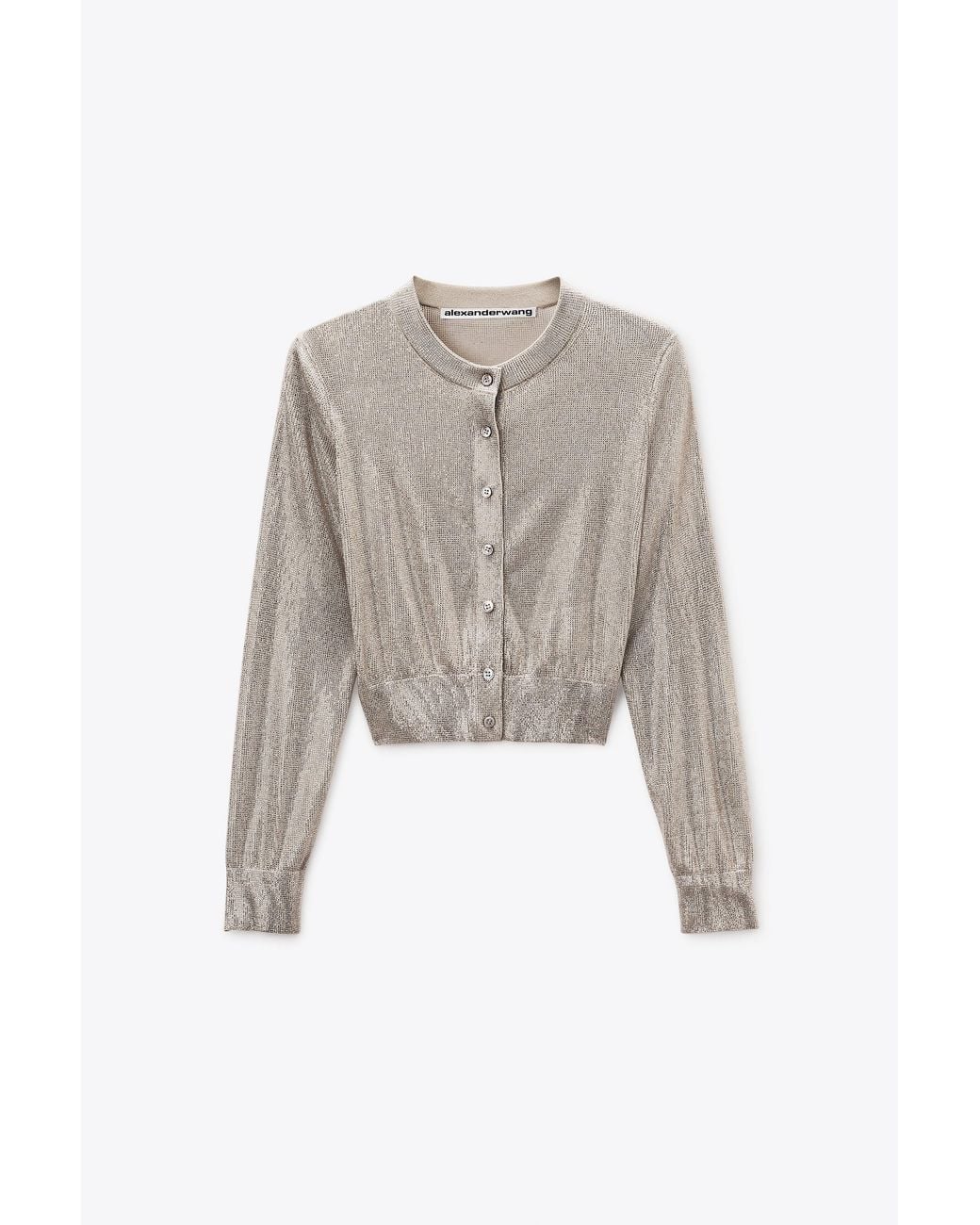 Alexander Wang Black Crystal Hotfix Cropped Cardigan