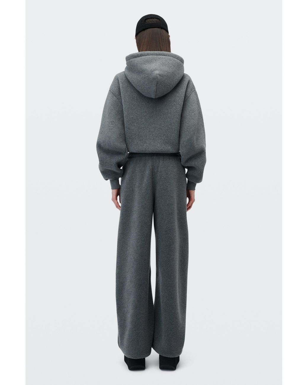 Alexander Wang Gray Crystal Hotfix Drawcord Shrunken Fleece