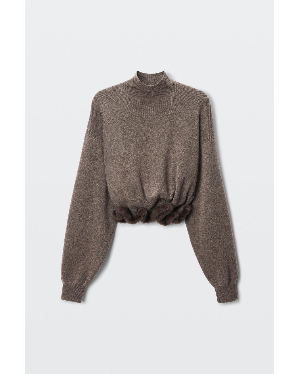 Alexander Wang Brown Faux Fur Trim Turtleneck