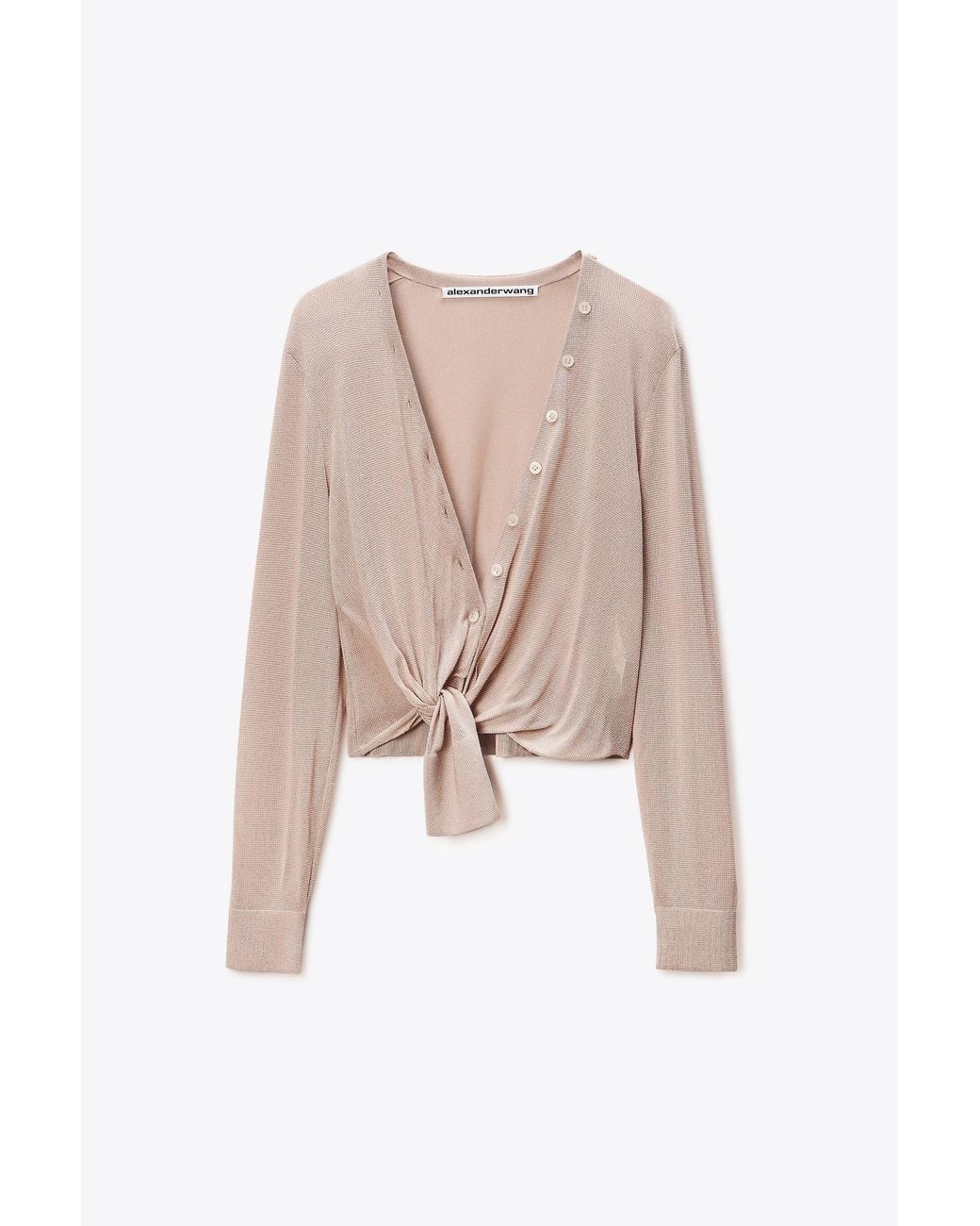 Alexander Wang Black Crystal Hotfix Knotted Deep V-Neck Cardigan