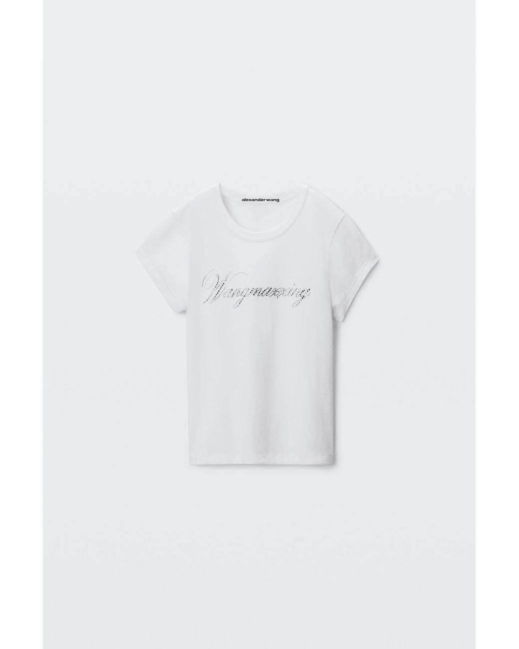 Alexander Wang White Crystal Hotfix Graphic Fitted Tee