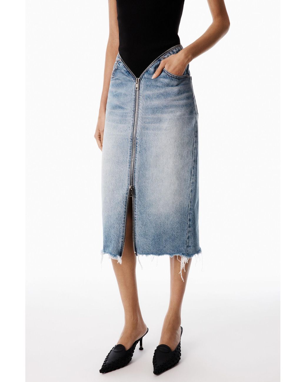 Alexander Wang Zip V-Waist Skirt in Blue | Lyst