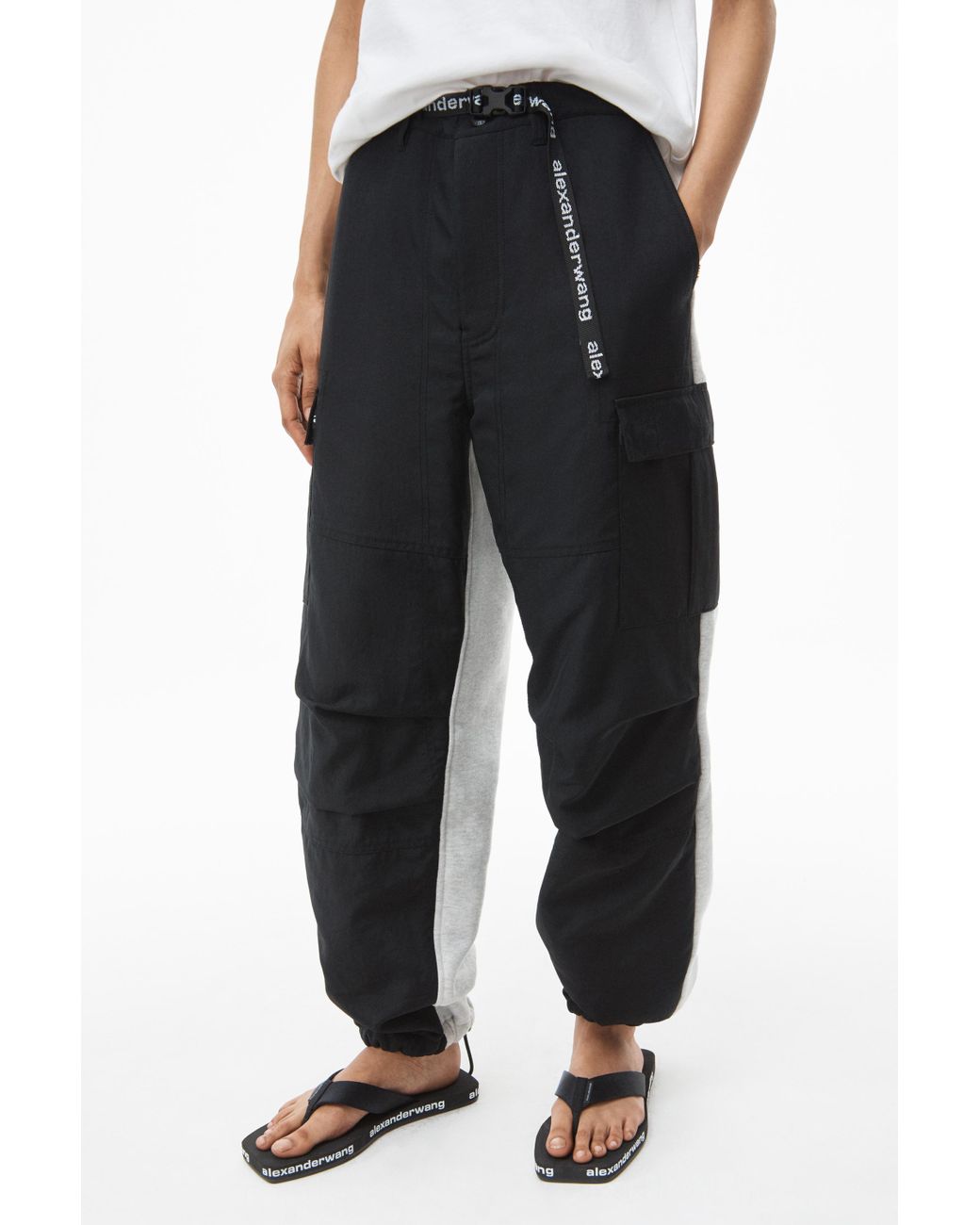 Alexander Wang Hybrid Cargo Pant In Nylon And Terry | Lyst