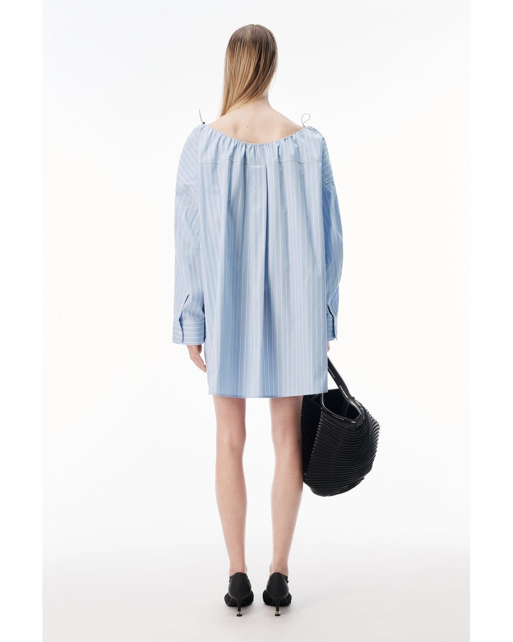 Alexander Wang Blue Bungee Scoop Neck Mini Shirt Dress