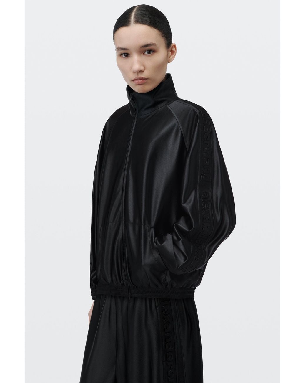 Alexander Wang Black Emboss Logo Panel Track Jacket
