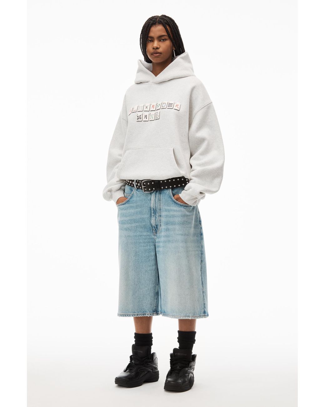 Alexander Wang Mahjong Hoodie In Condensed Fleece in White