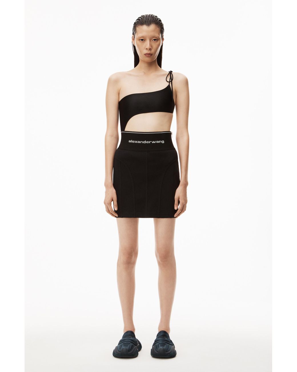 スカート ALEXANDER WANG Logo Elastic Skirt Alexander Wang Logo Elastic Skirt in Gray | Lyst