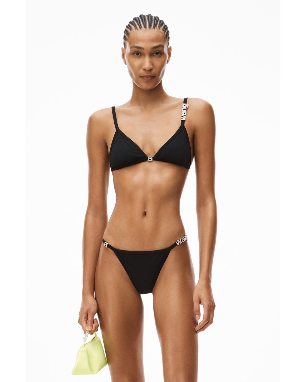 Alexander wangビキニ Alexander Wang Crystal Logo Bikini Top in Black | Lyst