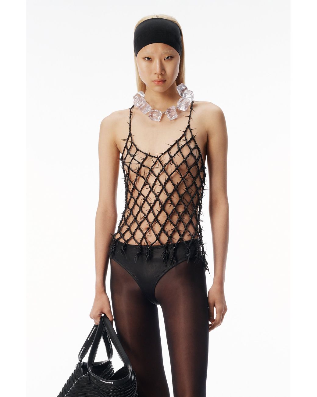 Alexander Wang White Barbed Leather Tank