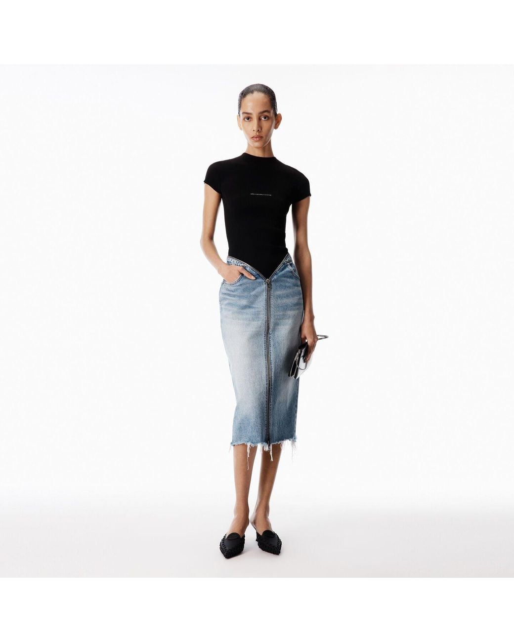 Alexander Wang Zip V-Waist Skirt in Blue | Lyst